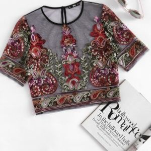 Sheer embroidered blouse